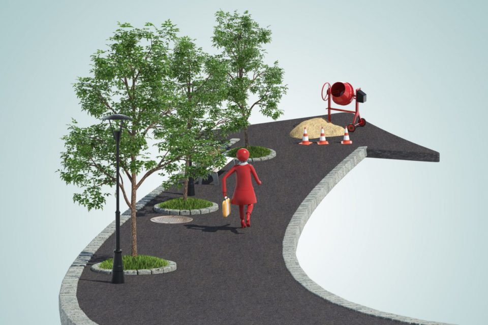 weg maria mit Baustelle